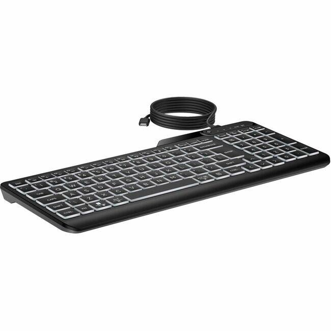 Front. HP - HP 400 Backlit Wired Keyboard (7N7C0AA) - Cable Connectivity - USB Type A Interface - LED - 20 Hot Key(s) - Microphone - Black.