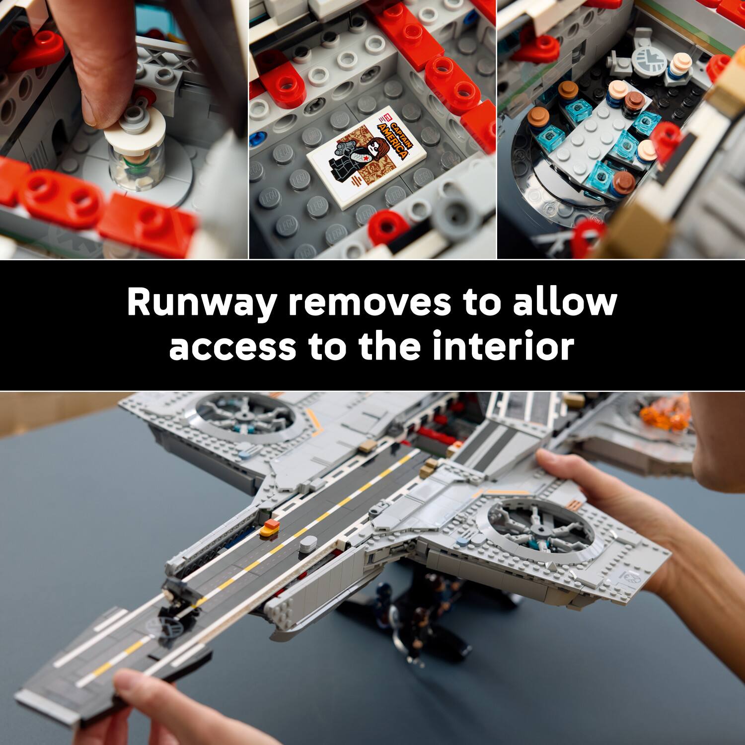 Runway removes to allow access to the interior