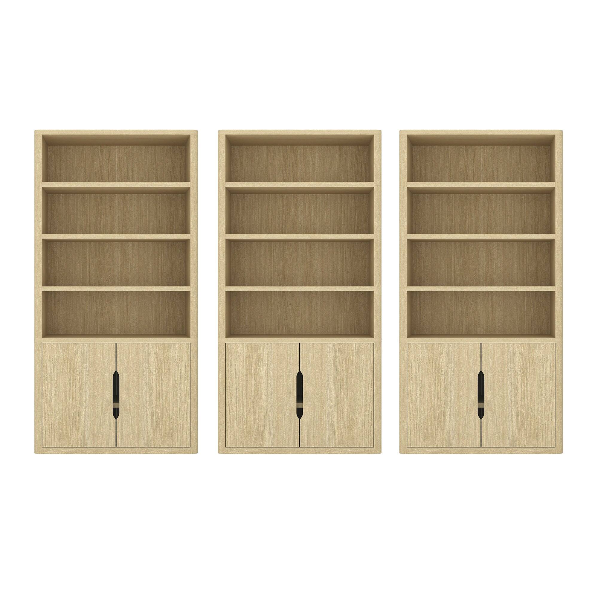 Front. Manhattan Comfort - Rivington Modern 40" Bookcase Cabinet - Set of 3 - Natural Oak.