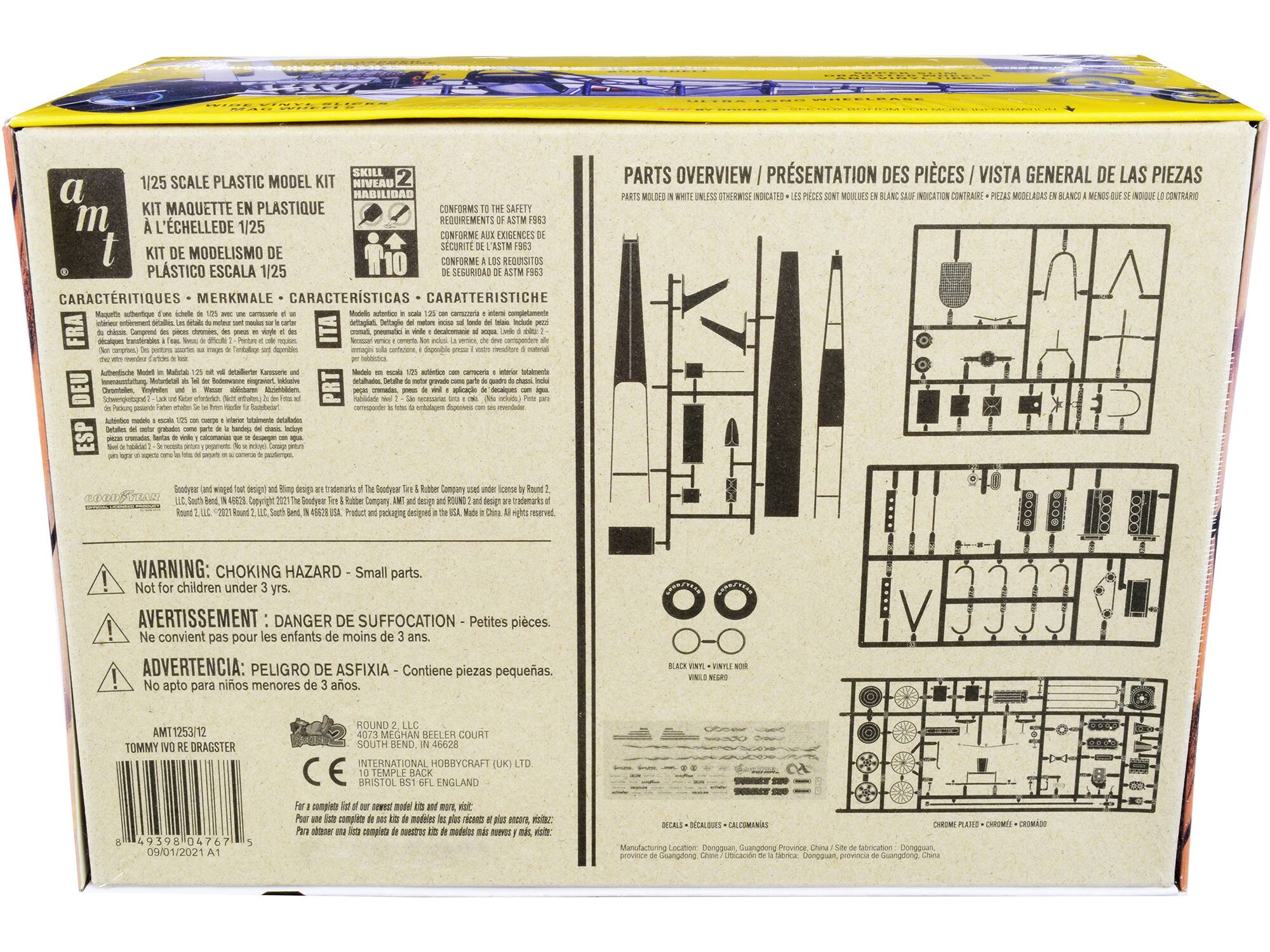 1/25 SCALE PLASTIC MODEL KIT  
SKILL 2  
NIVEAU 2  
HABILIDAD  
KIT MAQUETTE EN PLASTIQUE  
A L'ECHELLE DE 1/25  
KIT DE MODELISMO DE PLASTICO ESCALA 1/25  

CONFORMS TO THE SAFETY REGULATIONS OF ASTM F963  
CONFORME AUX EXIGENCES DE SECURITE DE L'ASTM F963  
CONFORME A LOS REQUISITOS DE SEGURIDAD DE ASTM F963  

CARACTERISTIQUES - MERKMALE - CARACTERISTICAS  

PARTS OVERVIEW / PRESENTATION DES PIECES / VISTA GENERAL DE LAS PIEZAS  
PARTS MOULEES EN BLANC UNLESS OTHERWISE INDICATED  

WARNING: CHOKING HAZARD - Small parts. Not for children under 3 yrs.  
AVERTISSEMENT: DANGER DE SUFFOCATION - Petites pièces. Ne convient pas pour les enfants de moins de 3 ans.  
ADVERTENCIA: PELIGRO DE ASFIXIA - Con piezas pequeñas. No