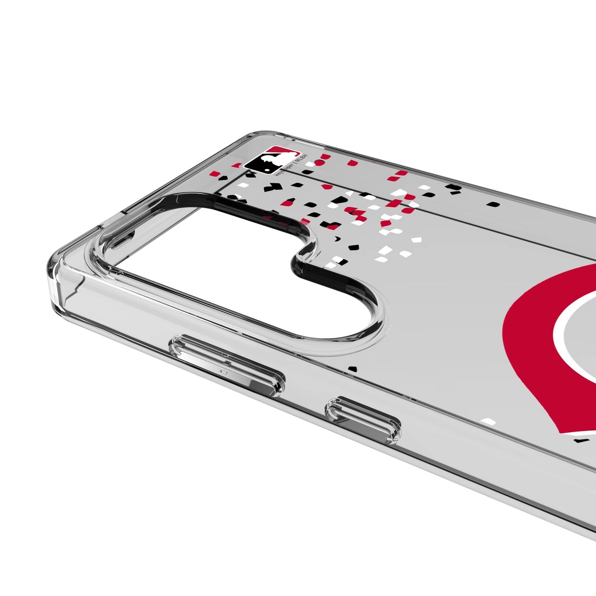 Alt View 2. Keyscaper - Cincinnati Reds Galaxy S8 Confetti Design Clear Case - S23 - Multicolor.