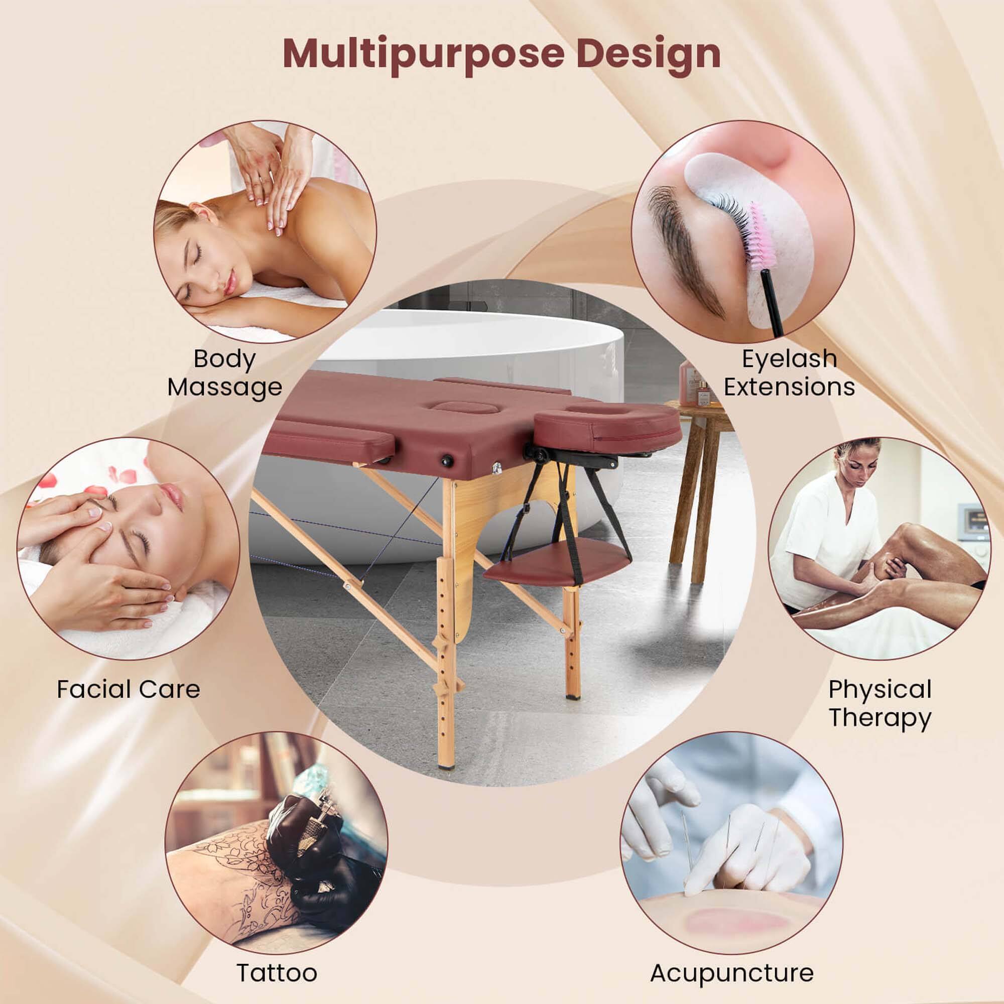 Multipurpose Design

- Body Massage
- Eyelash Extensions
- Facial Care
- Physical Therapy
- Tattoo
- Acupuncture
