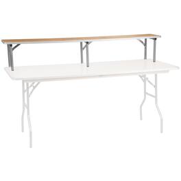 Emma + Oliver - 72'' x 12'' x 12'' Birchwood Bar Top Riser with Silver Legs - Natural