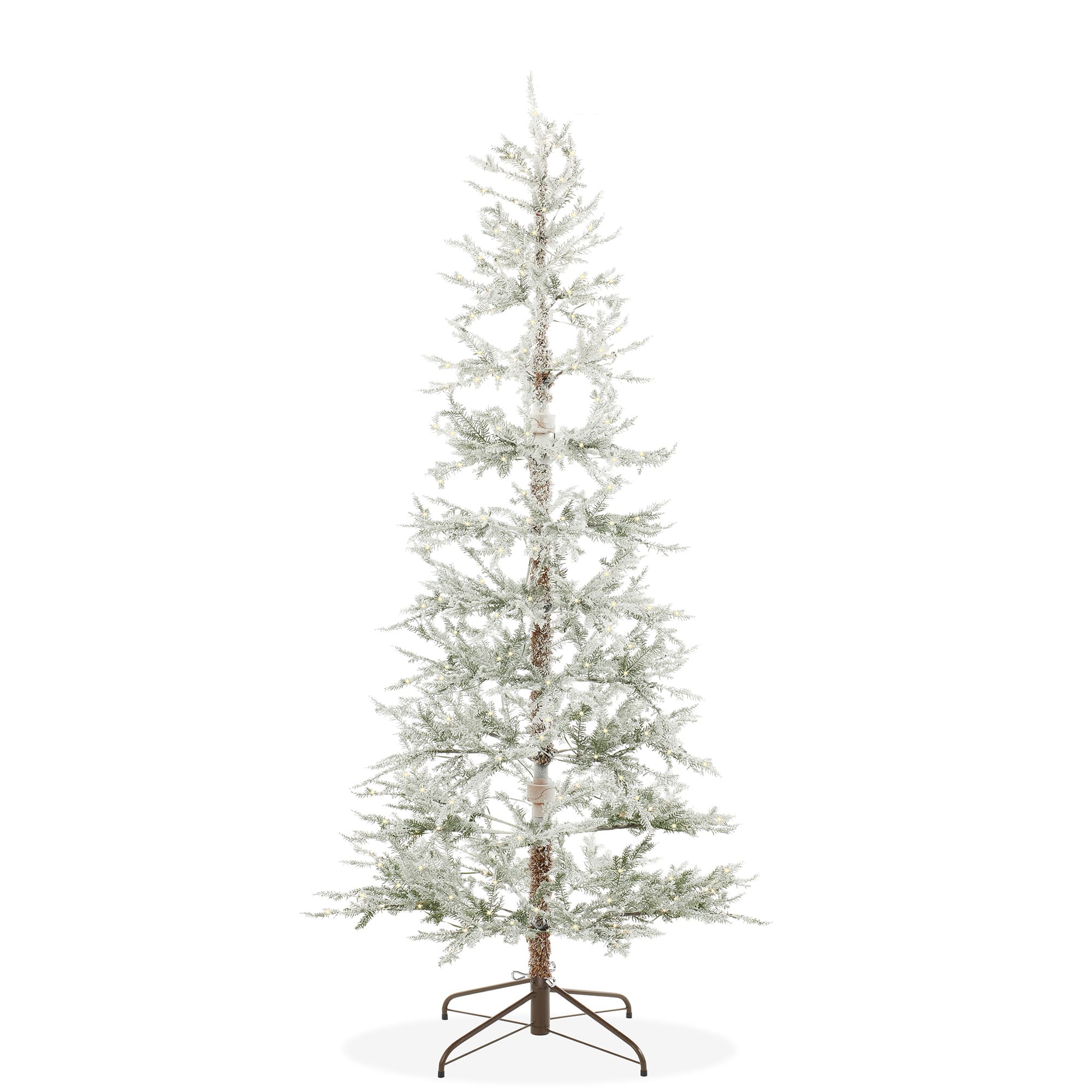 Casafield - Pre-Lit Sparse Pine Flocked Holiday Christmas Tree with Stand - Green