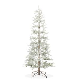 Casafield - Pre-Lit Sparse Pine Flocked Holiday Christmas Tree with Stand - Green