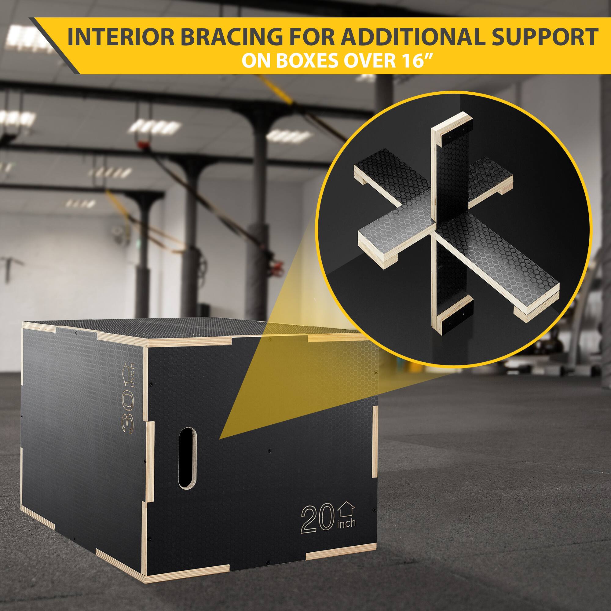 INTERIOR BRACING FOR ADDITIONAL SUPPORT ON BOXES OVER 16"

30hch

20 inch