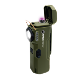 ToughTested - Rechargeable Arc Lighter & LED Flashlight, Windproof Flameless Plasma Lighter with 1800mAh Power Bank - Black