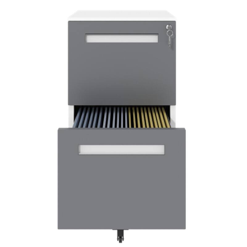 Alt View 4. HTUTWOO - Mobile File Cabinet 2-Drawer with Lock-360° Wheels Storage Cabinet,Fully Assembled,A4 File Holder,110lbs/Drawer Capacity - White.
