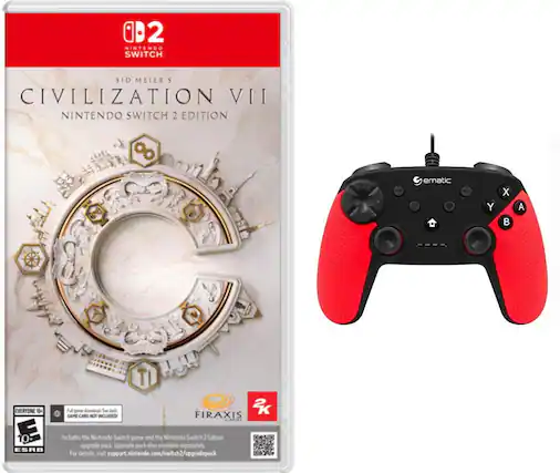 02 NINTENDO SWITCH SID MEIER'S CIVILIZATION VII NINTENDO SWITCH 2 EDITION
Includes the Nintendo Switch game and the Nintendo Switch 2 Edition upgrade pack. Upgrade pack also available separately. For details visit support.nintendo.com/switch2/upgradepack
EVERYONE 10+ ESRB
FIRAXIS
2K
GAME CARD NOT INCLUDED - E (Everyone)