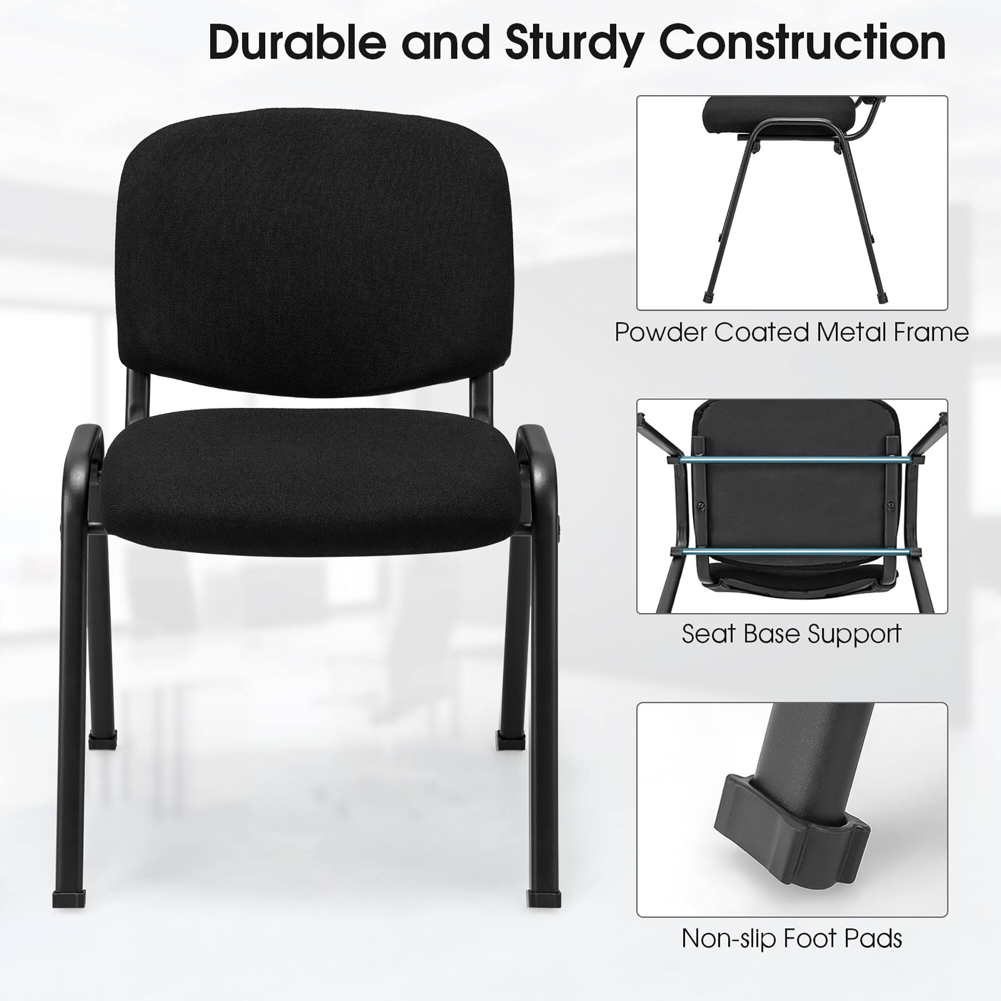 Durable and Sturdy Construction

- Powder Coated Metal Frame
- Seat Base Support
- Non-slip Foot Pads