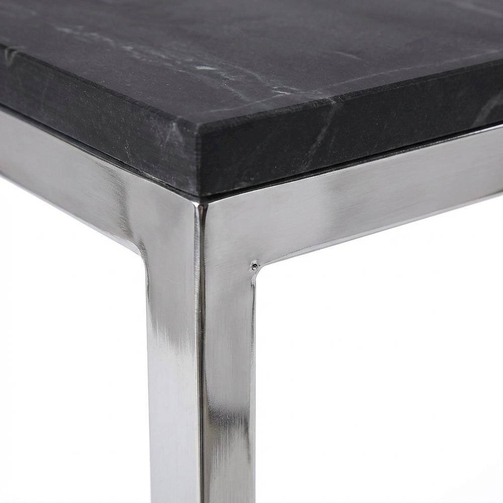 Alt View 1. Starlight Canyon Home - Square Metal End Table, Modern Contemporary Accent Side Table for Living Room - Black,Silver.