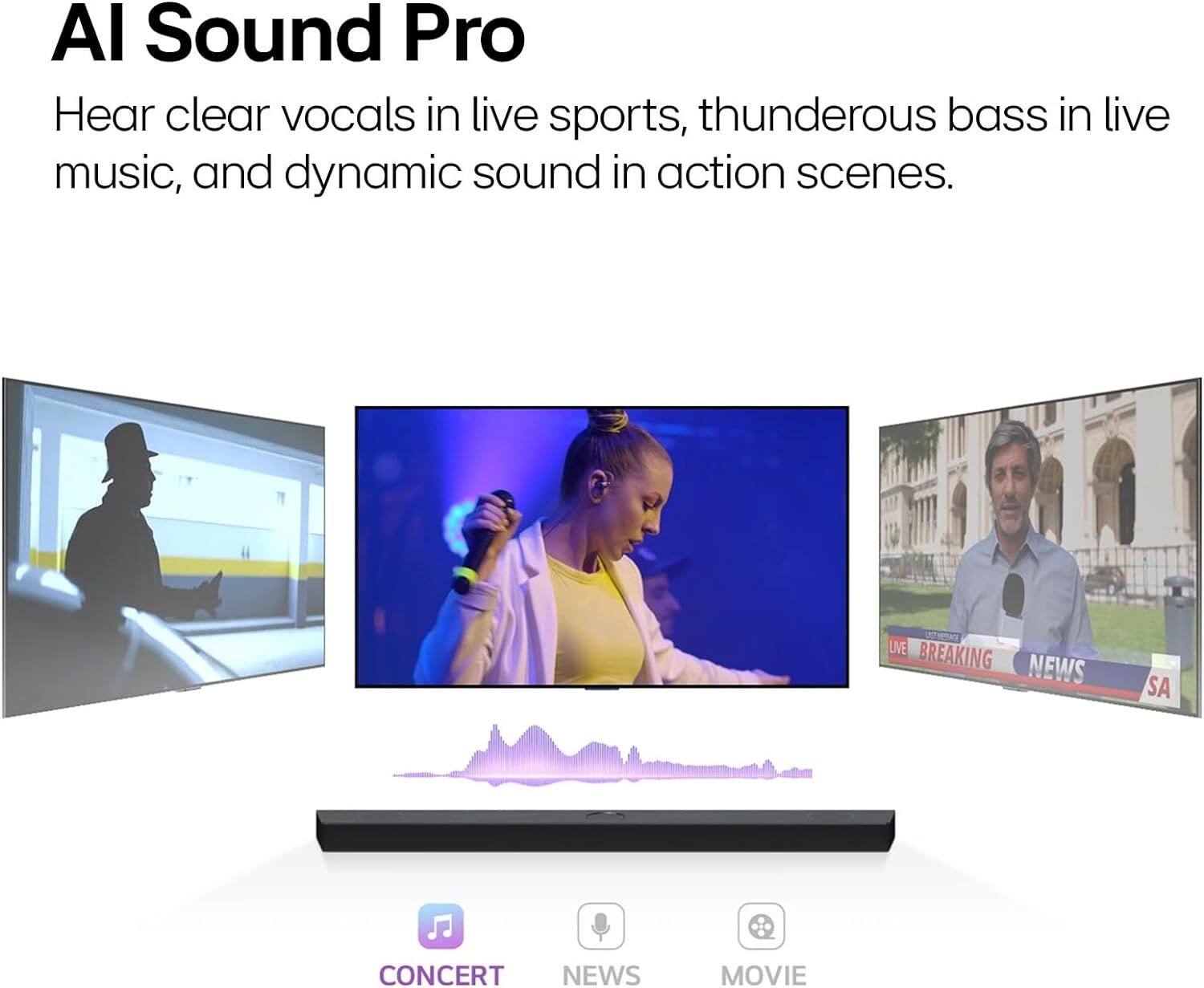 AI Sound Pro  
Hear clear vocals in live sports, thunderous bass in live music, and dynamic sound in action scenes.  

HTTAT LIVE BREAKING NEWS SA CONCERT NEWS MOVIE