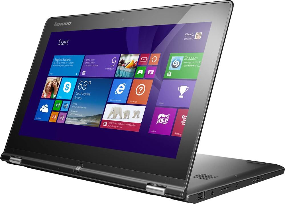Front. Lenovo - Geek Squad Certified Refurbished 2-in-1 11.6" Touch-Screen Laptop - Intel Core i3 - 4GB Memory - 500GB Hard Drive - Silver/Black.