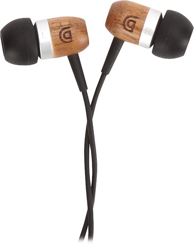  Griffin Technology - WoodTones Earbud Headphones - Black/Sapele