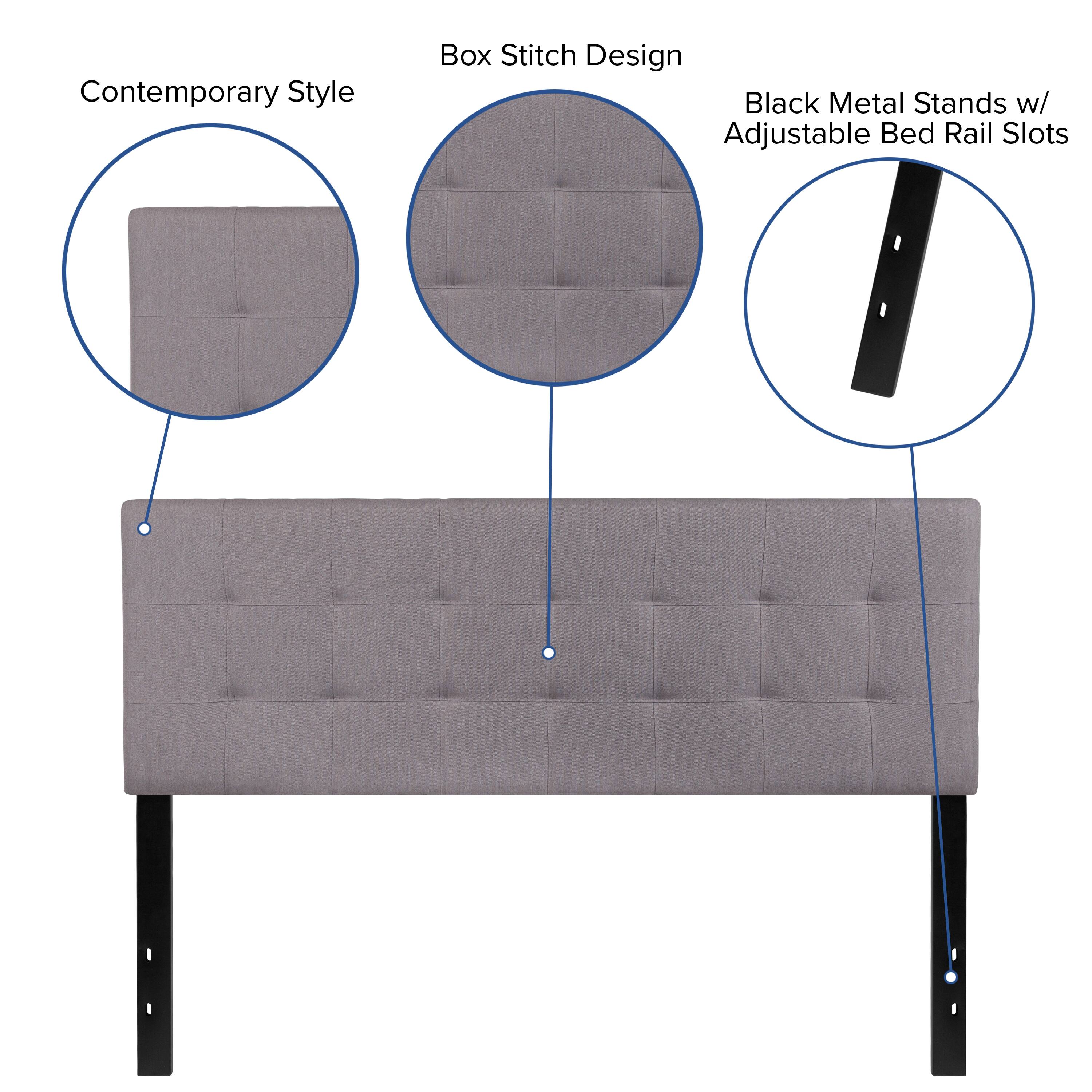 Contemporary Style Box Stitch Design Black Metal Stands w/ Adjustable Bed Rail Slots