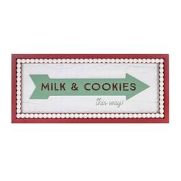 BreeBe - Framed Milk and Cookies Wall Sign 19.5"L - White, Red, Green