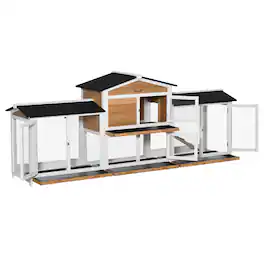 Pawhut - Wooden Rabbit Hutch Bunny Cage Pet Playpen House Enclosure with Double Side Run Boxes, No Leak Tray