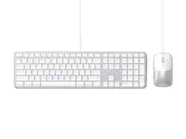 Satechi - Slim CLX3 Full-Size Wired Keyboard & Mouse Combo - USB-C Plug-and-Play, Cross-Platform OS Switching - Silver