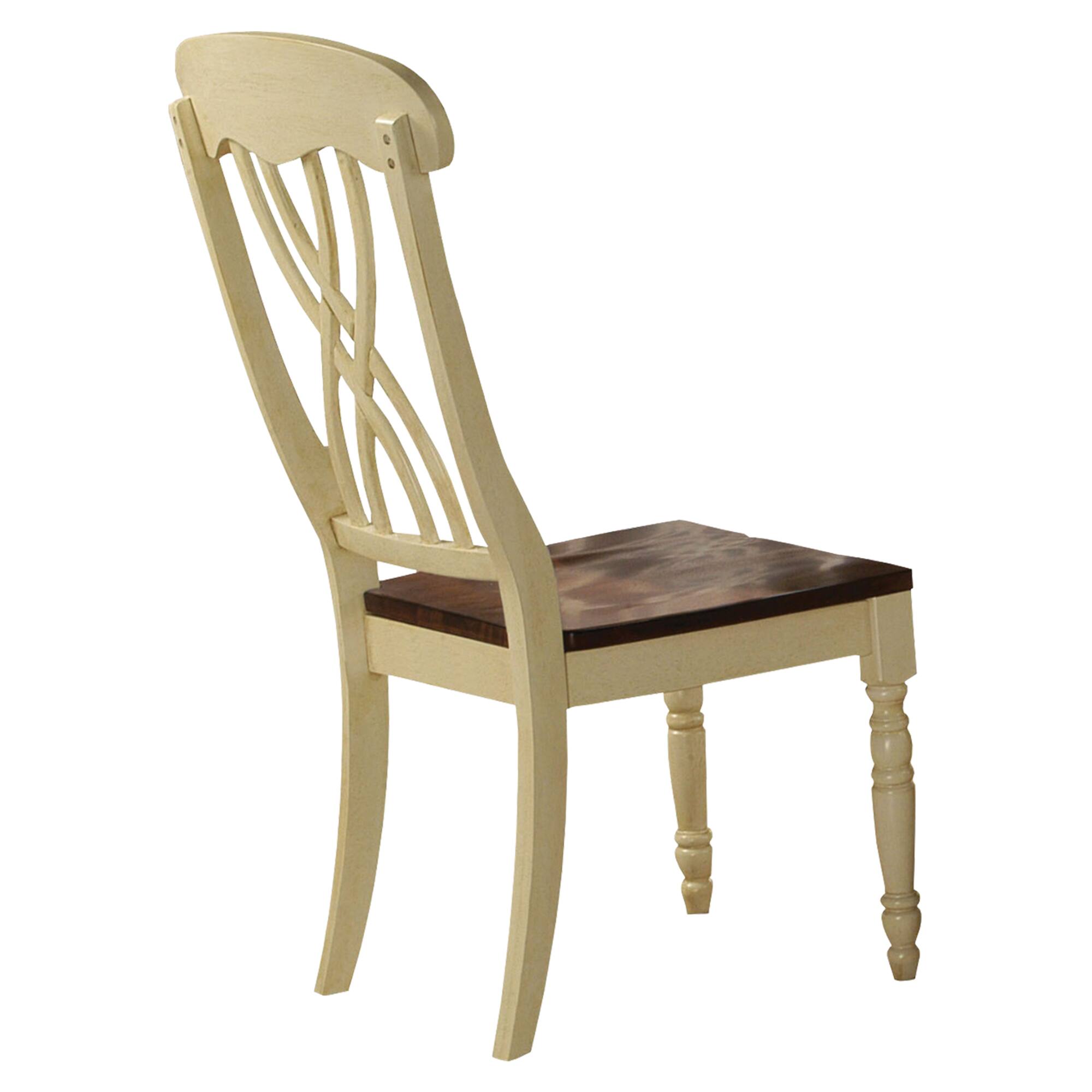 Alt View 1. Manhattan Lane - Wooden Side Chair with Overlapped Design Back and Scoop Seat, Set of Two - White and Brown.