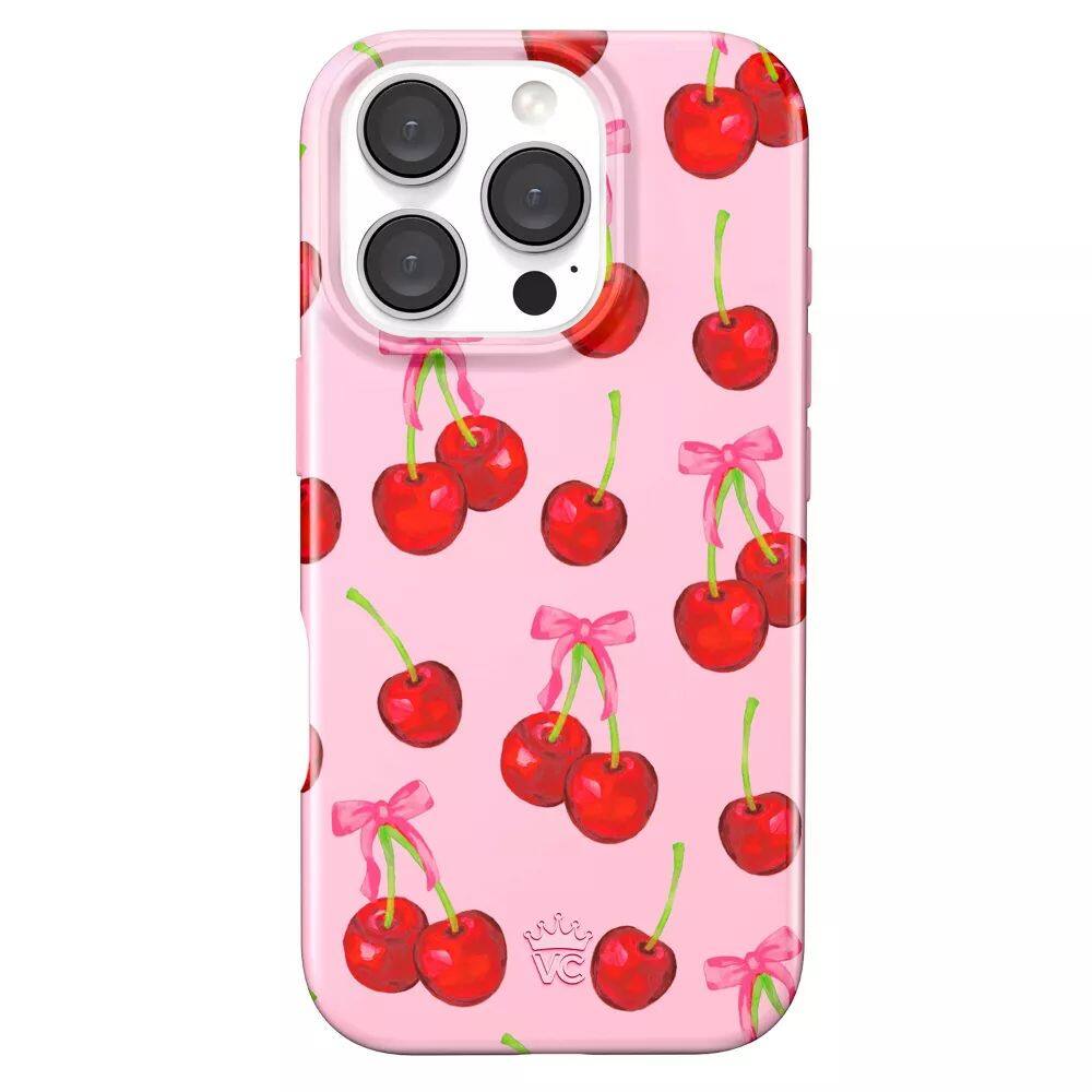 Front. VELVET CAVIAR - VELVET CAVIAR iPhone 16 Pro Case - Sweet Cherry: Food Pattern Plastic Cover - Cherry.