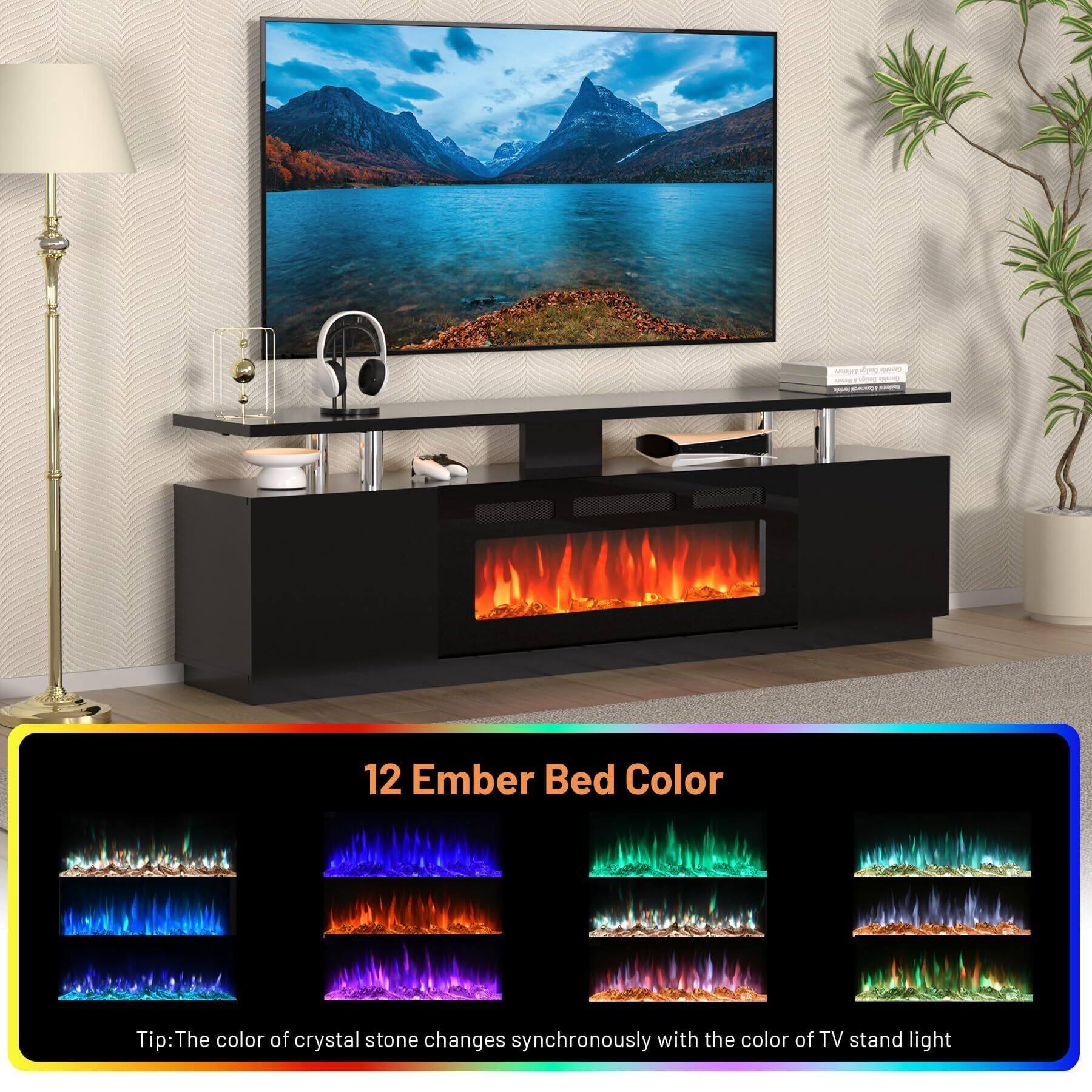 12 Ember Bed Color

Tip: The color of crystal stone changes synchronously with the color of TV stand light