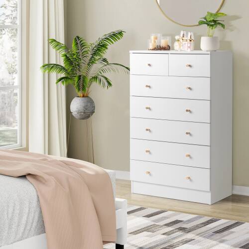 Alt View 6. Winado - Modern 7 Drawer Dresser Tall Dresser Chest of Drawers Anti-Tipping Device Metal Handle for Bedroom Living Room Hallway - White.