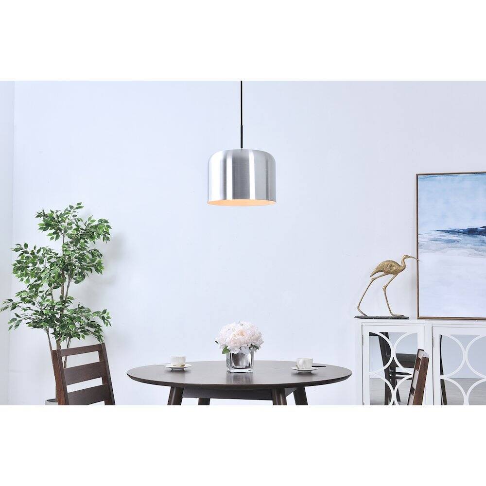 Alt View 9. Living District - Etude 1 Light Brushed Nickel Pendant - Brushed Nickel And Black.