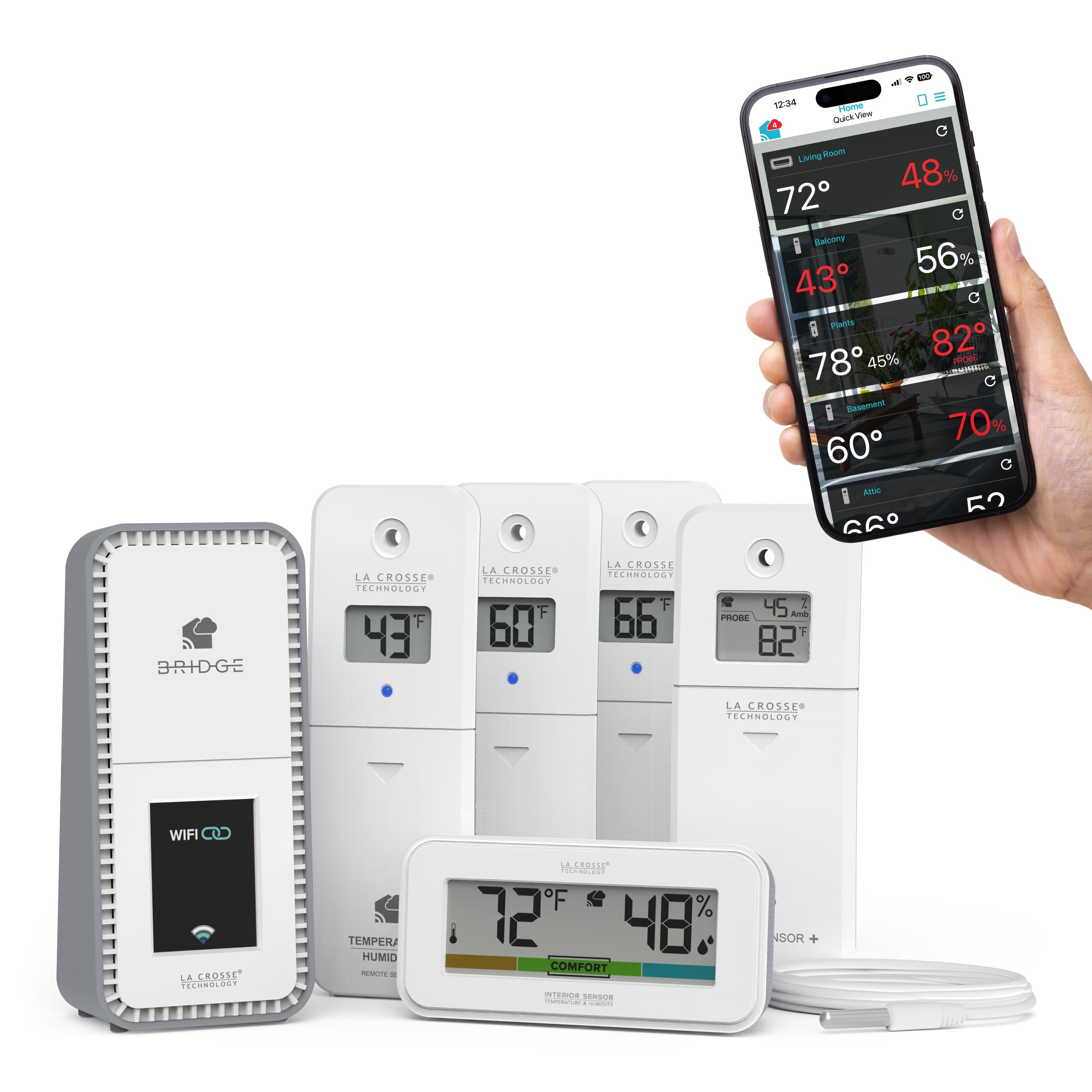 La Crosse Technology - Temp Tracker Pro Wi-Fi Alert and Monitoring System - White