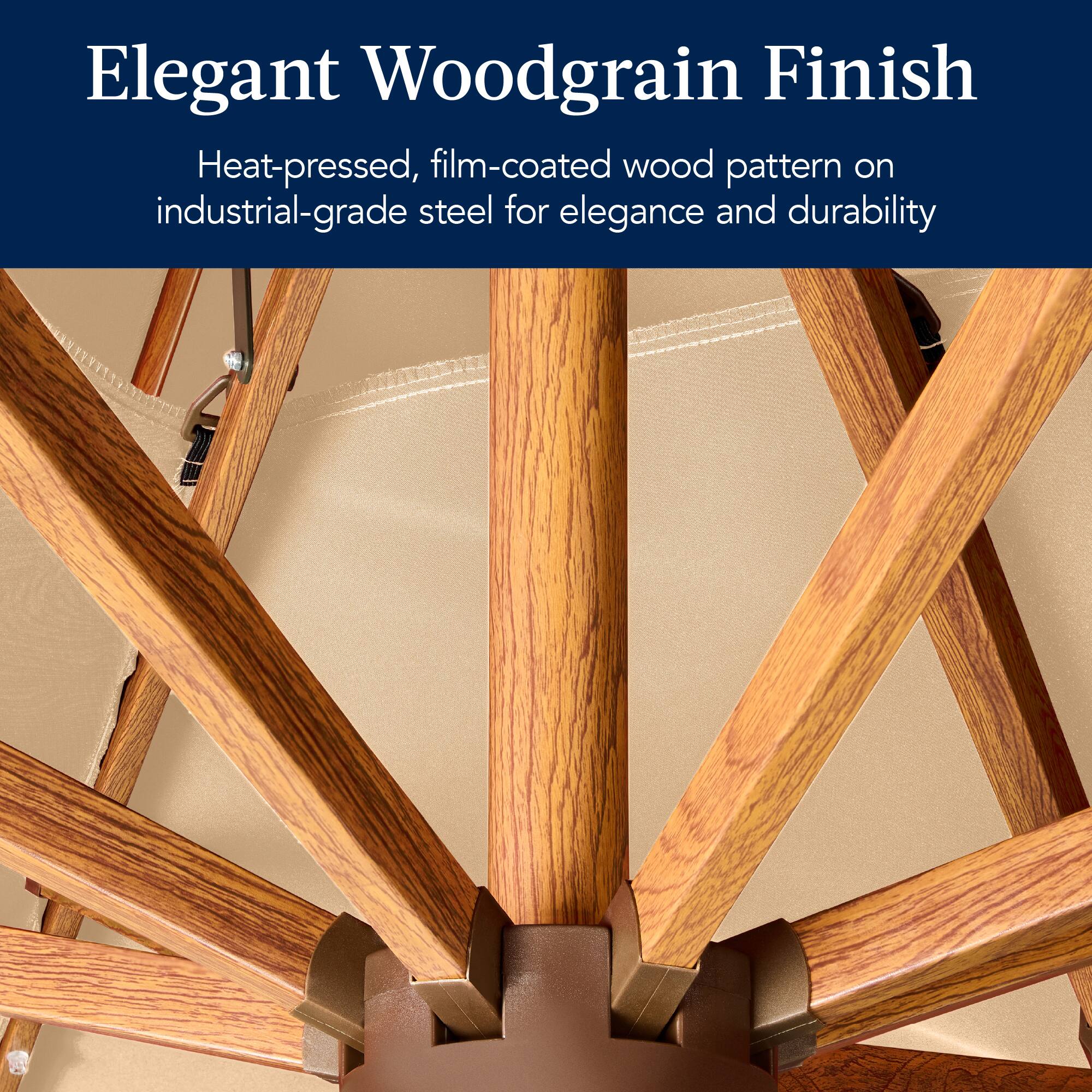 Elegant Woodgrain Finish

Heat-pressed, film-coated wood pattern on industrial-grade steel for elegance and durability.