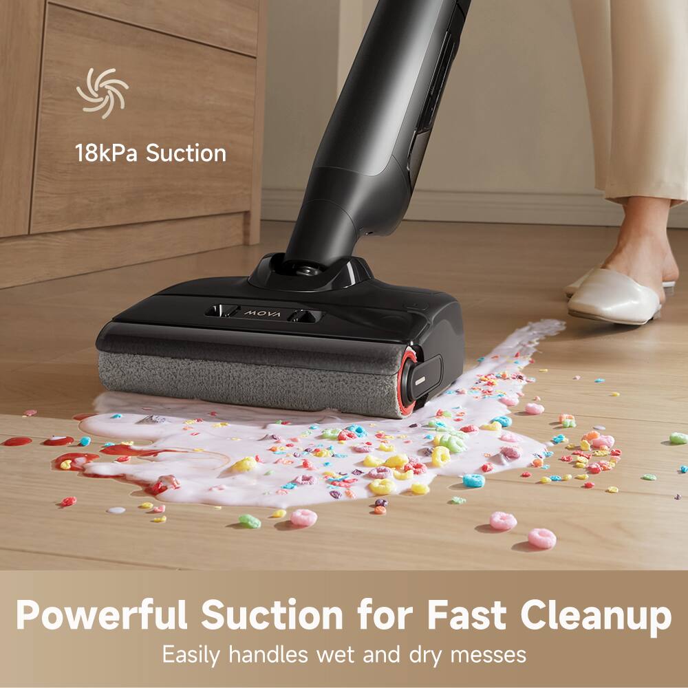 18kPa Suction, Powerful Suction for Fast Cleanup, Easily handles wet and dry messes