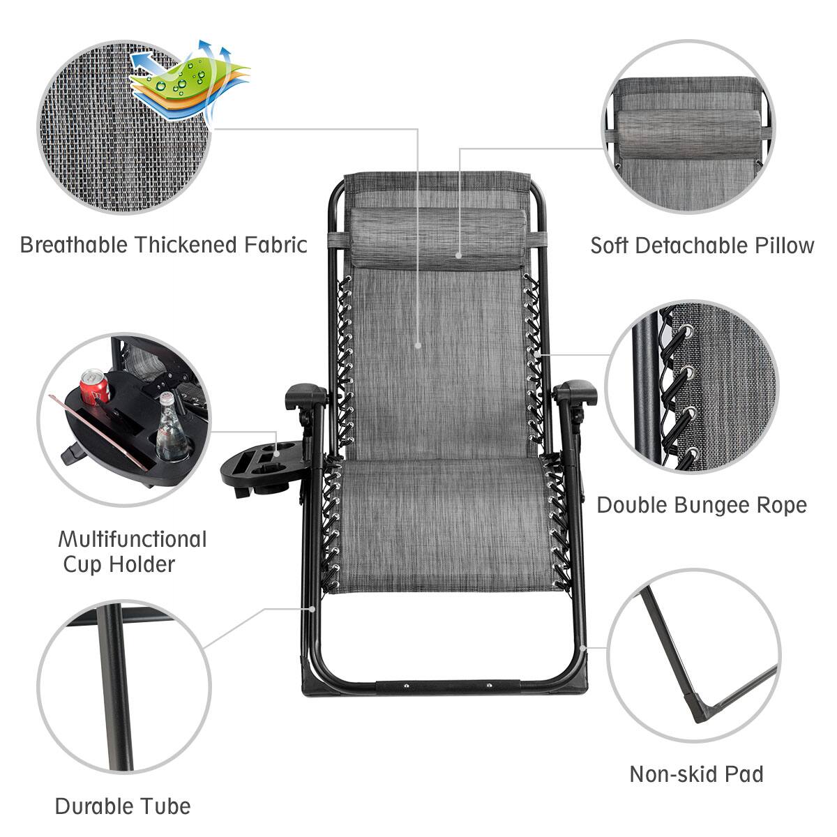 Breathable Thickened Fabric, Soft Detachable Pillow, Multifunctional Cup Holder, Double Bungee Rope, Durable Tube, Non-skid Pad