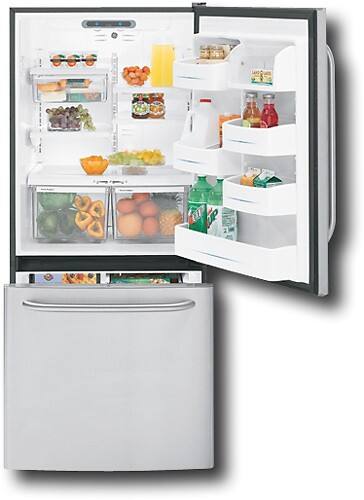 Front Standard. GE - 19.5 Cu. Ft. Bottom-Mount Refrigerator - Stainless-Steel.