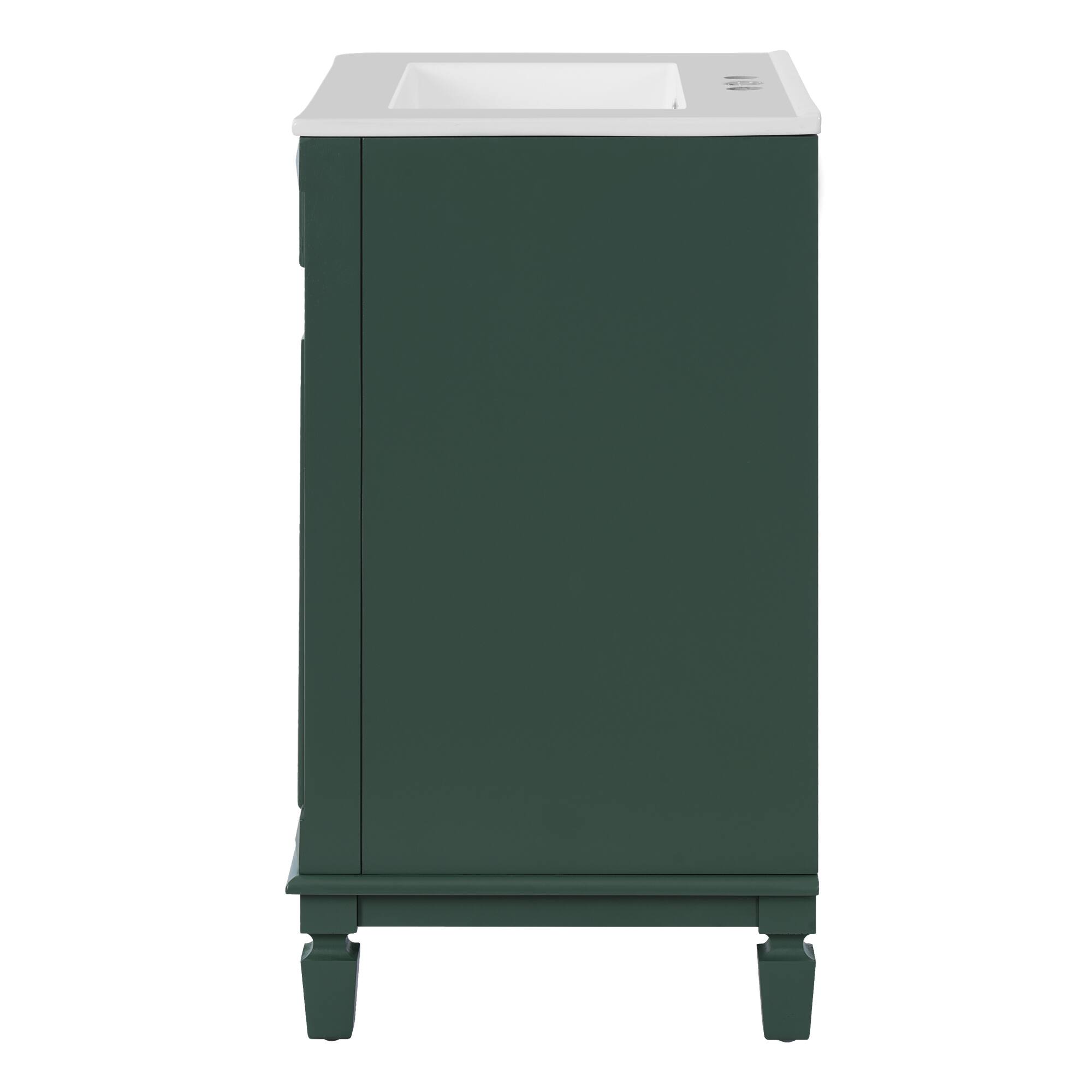 Alt View 8. ELEMENT ACE - Modern Bathroom Vanity with Ceramic Sink and Soft-Closing Doors, Solid Wood Frame Storage Cabinet - Green.
