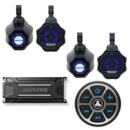 Alpine - (2) SPV-65RGB-CAN 6.5” Cage-Mounted Universal Weather-Resistant Coaxial RGB LED Speaker Pods w/ Bluetooth Co - Black/Gray