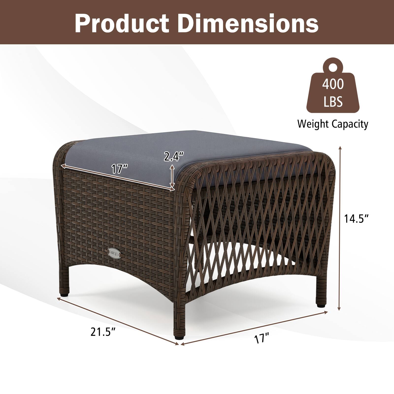 Product Dimensions: 400 LBS Weight Capacity, 17" x 2.4" x 14.5" D x 21.5" x 17"