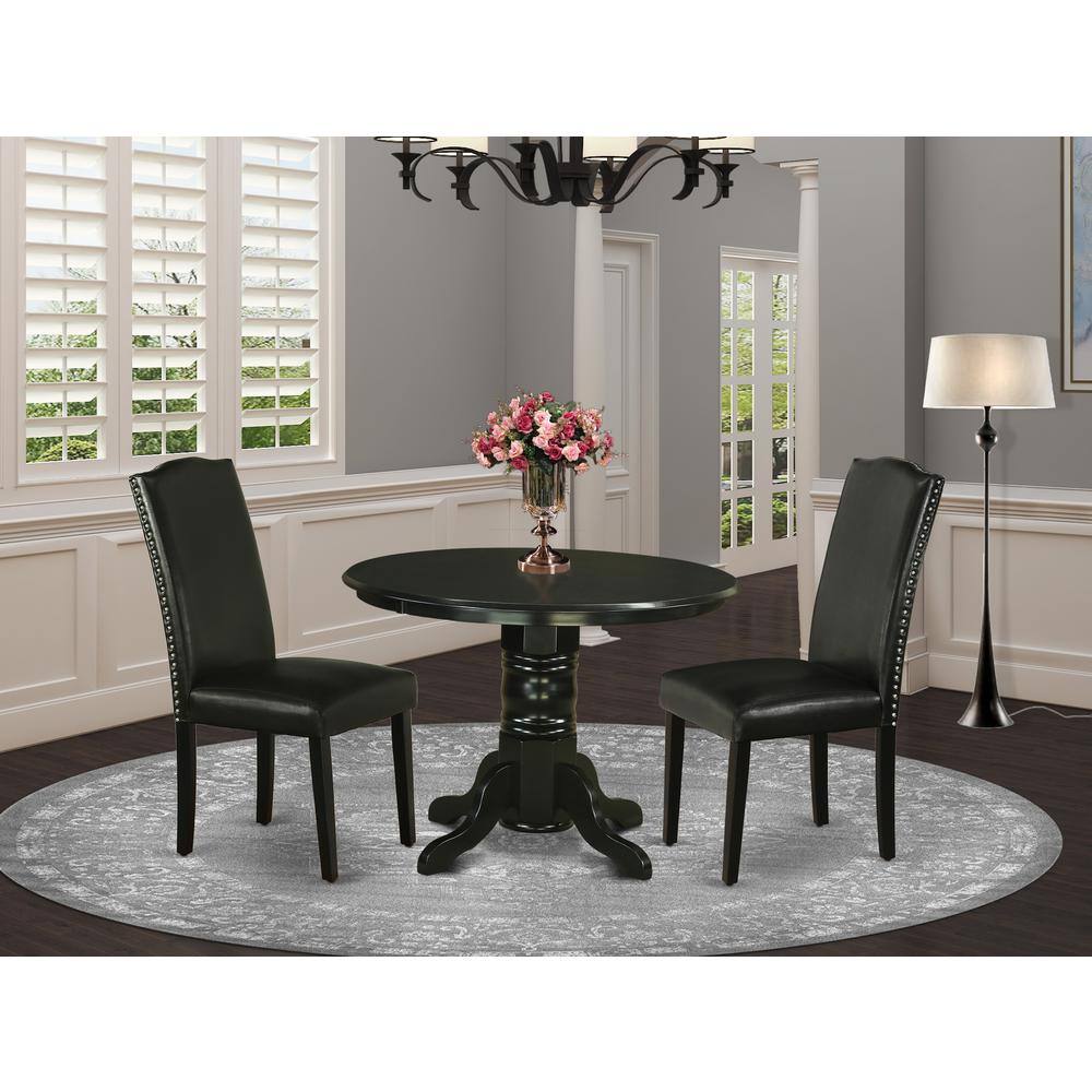 Back. East West Furniture - Dining Room Set Black - Brown.