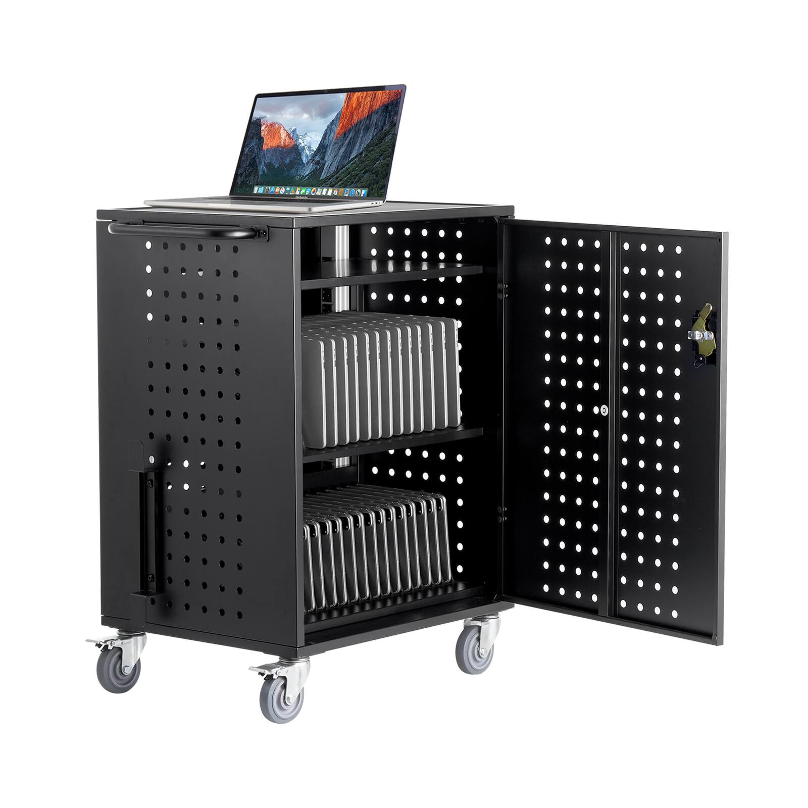 VEVOR - Charging Cart, 36 Device Mobile Charging Station, Up to 15.6 in Screen Size, Office and Classroom Mobile Charging Cart - Black