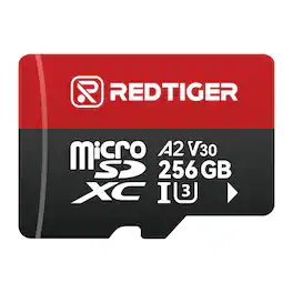 REDTIGER - 256GB Micro SD Card for Dash Cam, w/Adapter microSDXC UHS-I Class 10, U3, V30 A2, Support for 4K Video Recording