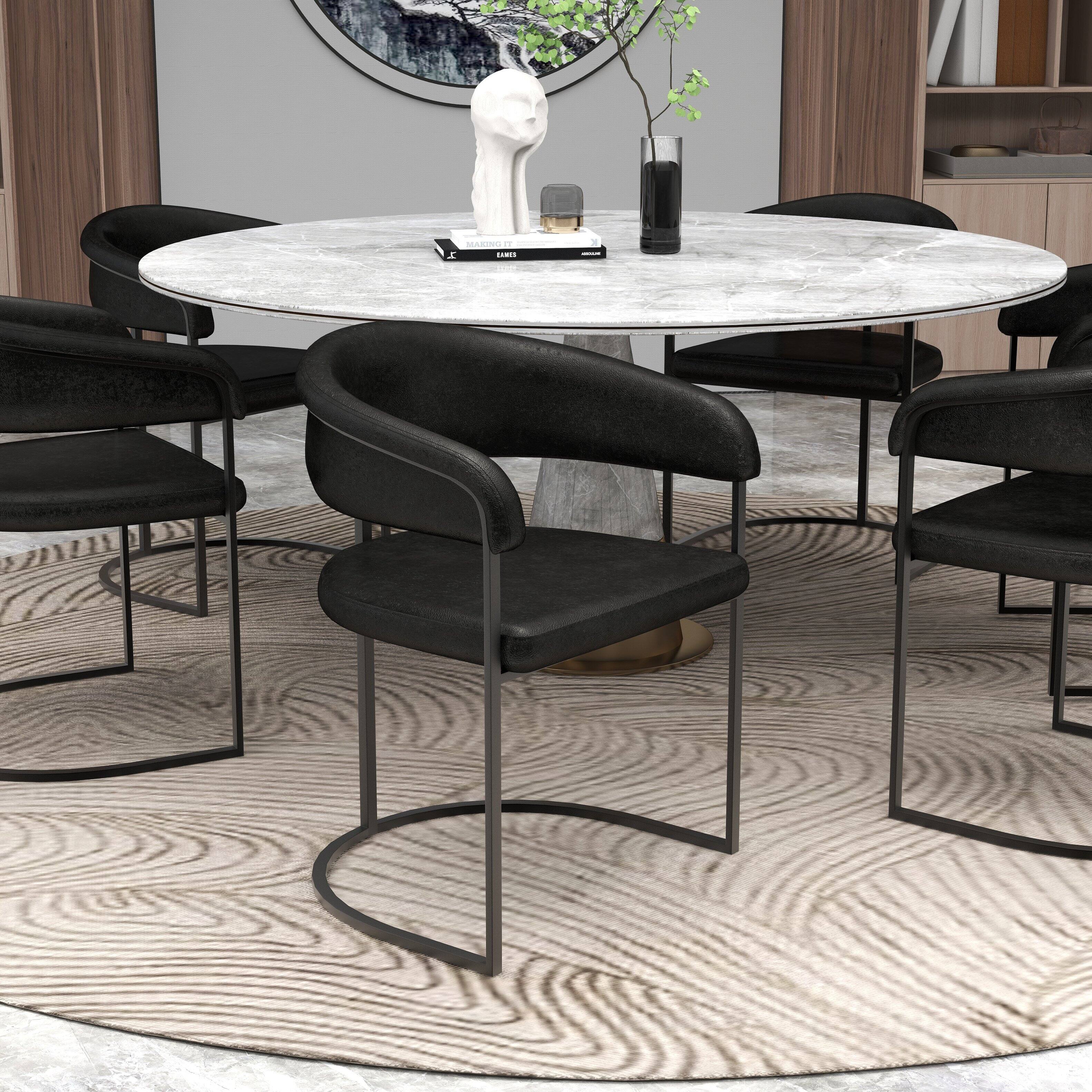 Left. LeisureMod - Aero Cantilever Dining Armchair, Modern Cushioned Kitchen Accent Chair with Metal Frame - Charcoal.
