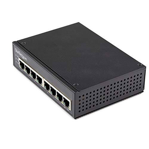 Front. Startech - Industrial 8 Port Gigabit PoE Switch 30W - Black.