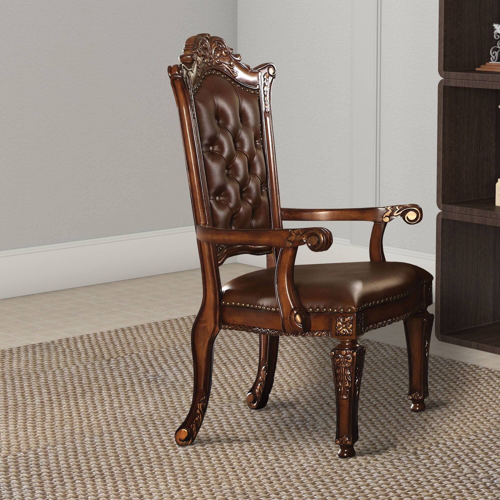 Alt View 5. Manhattan Lane - Leather Upholstered Arm Chair - Brown.