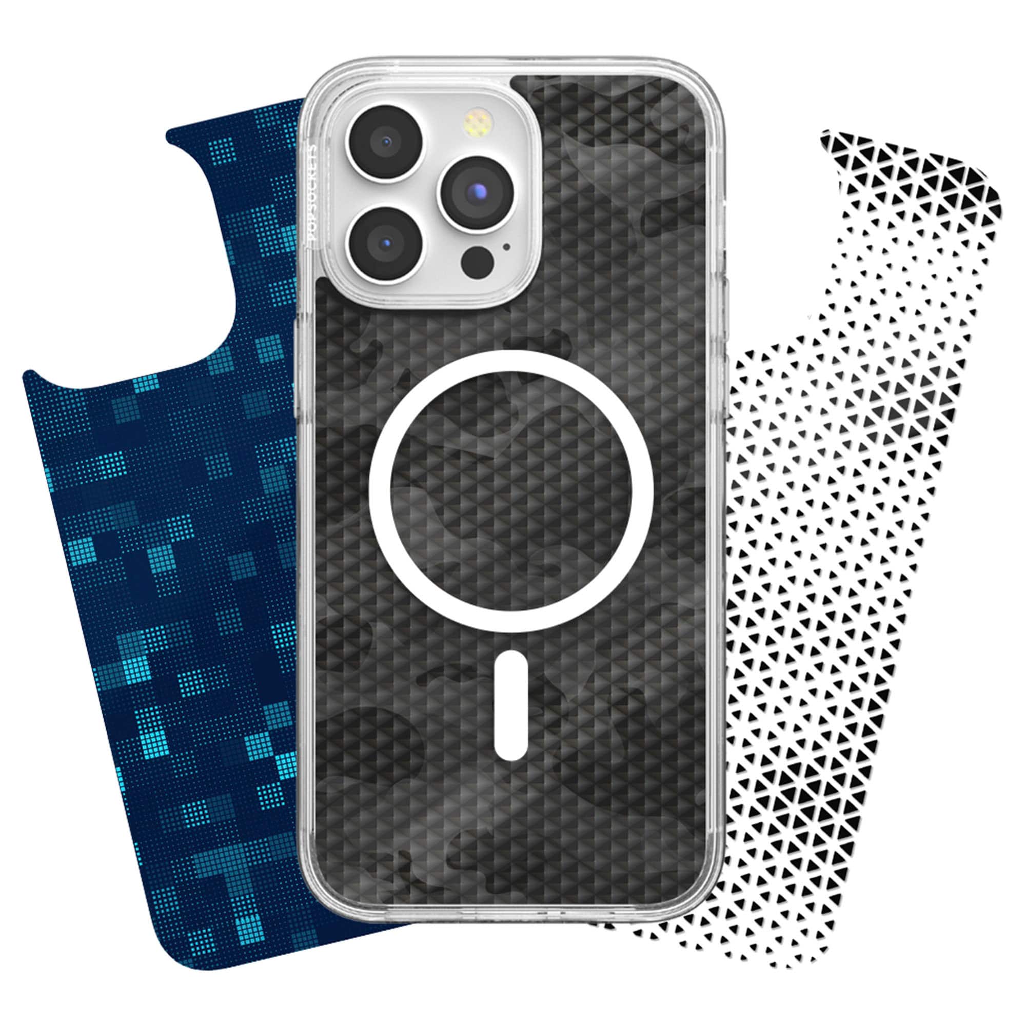 Looks iPhone 15 Pro Swappable Graphic Case Inserts (3 per pack) - compatible with PopSockets PopCase only - Geo Collection - Front_Zoom