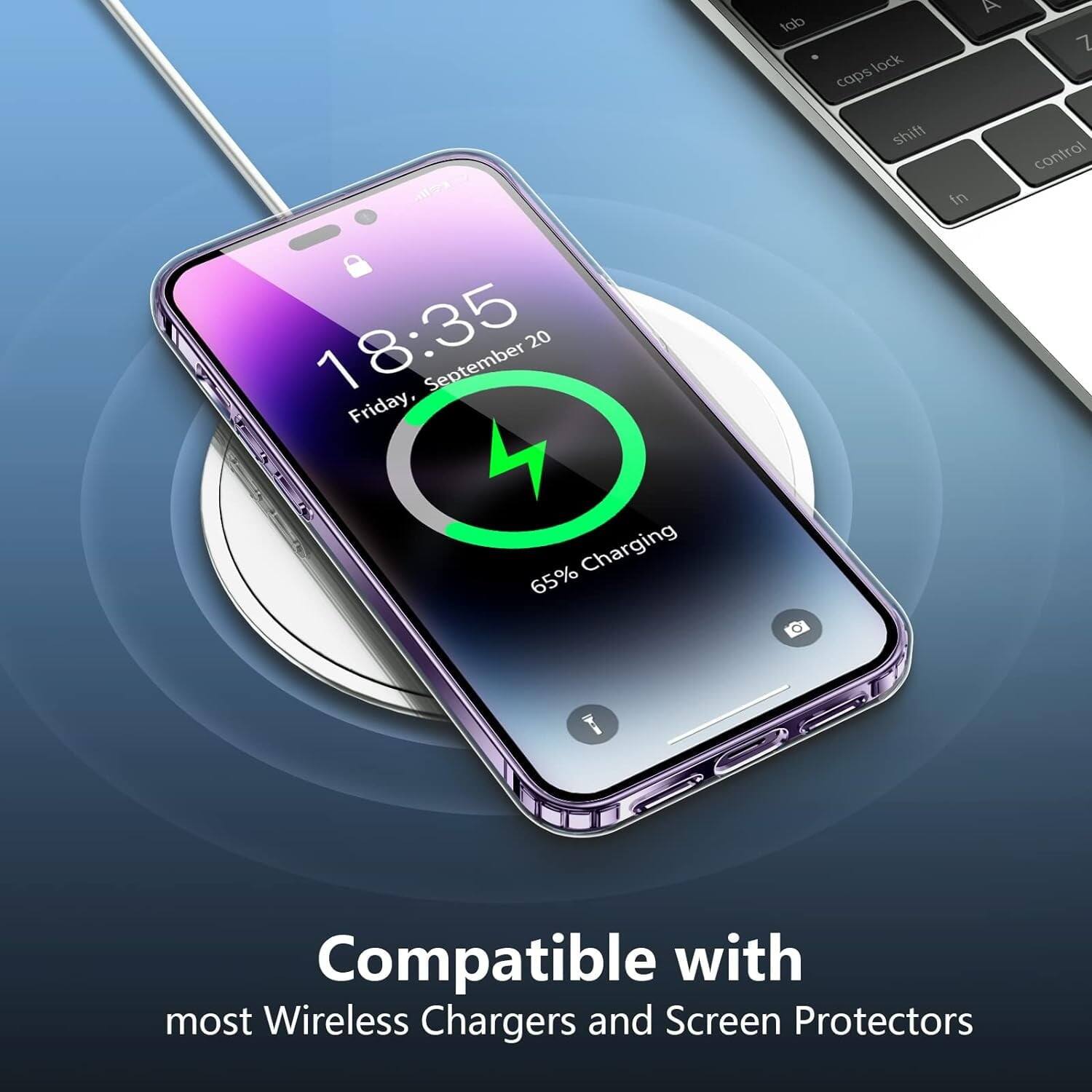 18:35 September 20 Friday, 65% Charging, Compatible with most Wireless Chargers and Screen Protectors