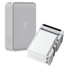 Front. Hanin - PIX22 2x3" Instant Photo Printer, Dye-Sublimation Printing, Includes 2x3-in Paper Cartridge Pack of 3 (30 Sheets) - Grey.