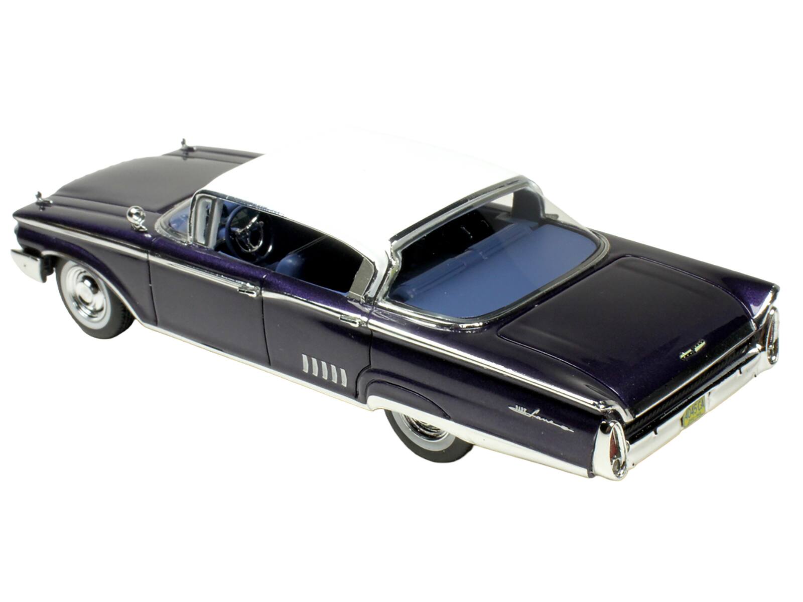 Alt View 1. Goldvarg Collection - 1960 Mercury Park Lane 4-Door Sedan Marine Blue Metallic White Top Blue Interior Limited Edition 1/43 - Blue Metallic,  White.