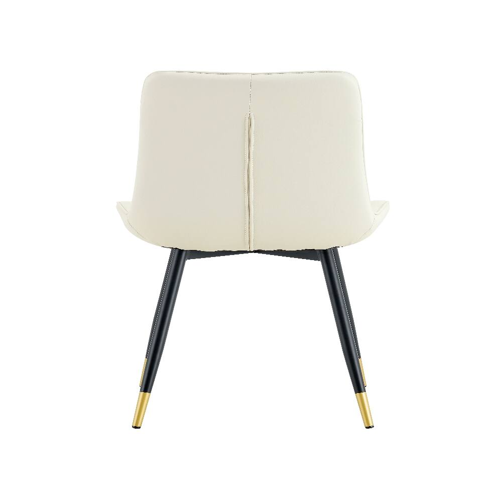 Alt View 8. Loheer - Loheer White Dining Chairs Set of 2 Tech Fabric Upholstered High Back Modern Chairs with Black Metal Legs Gold Trim - White.