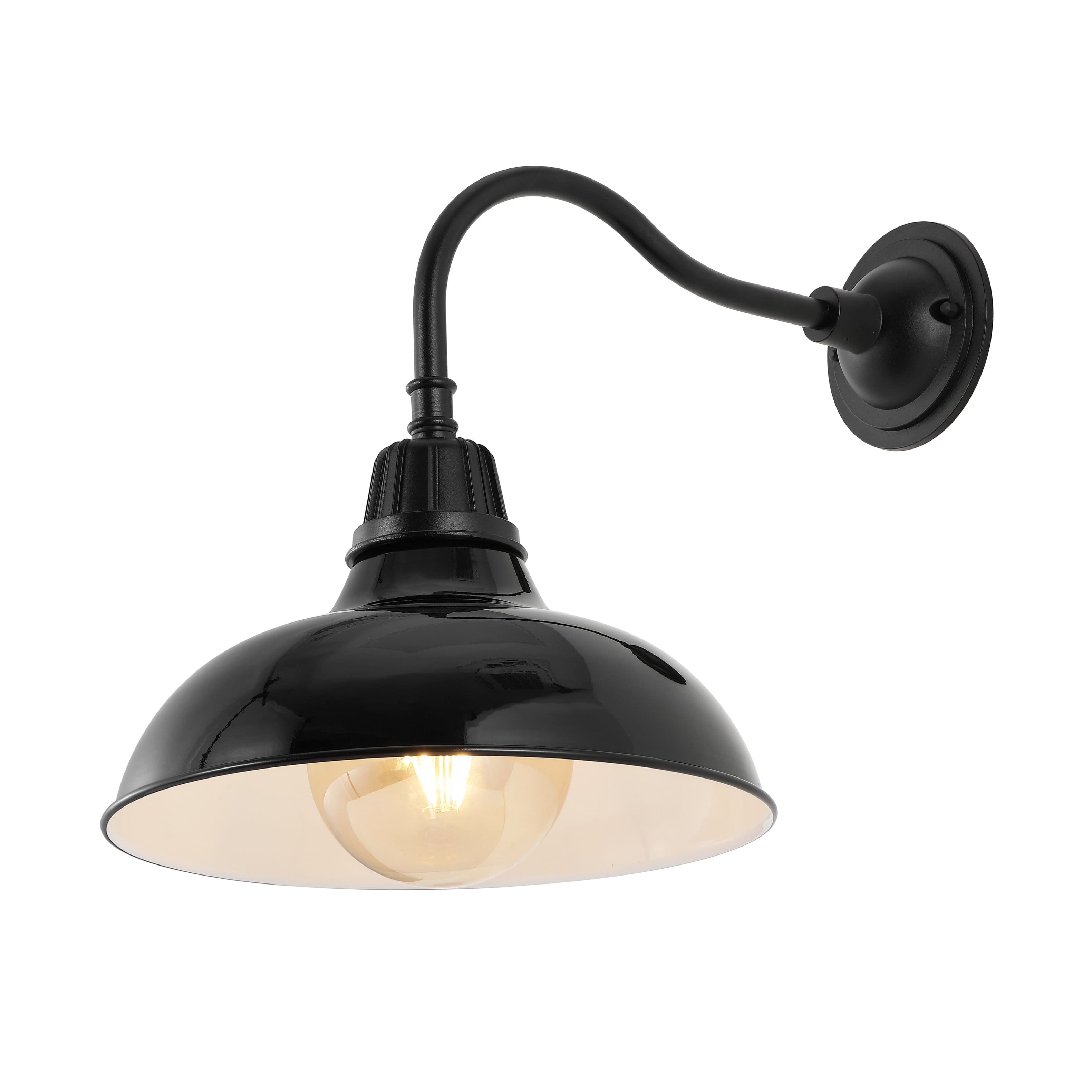 "Jonathan Y - Aurora 12.25"" 1-Light Farmhouse Industrial Indoor/Outdoor Iron LED Gooseneck Arm Outdoor Sconce - Black" price history on PriceWatchPro