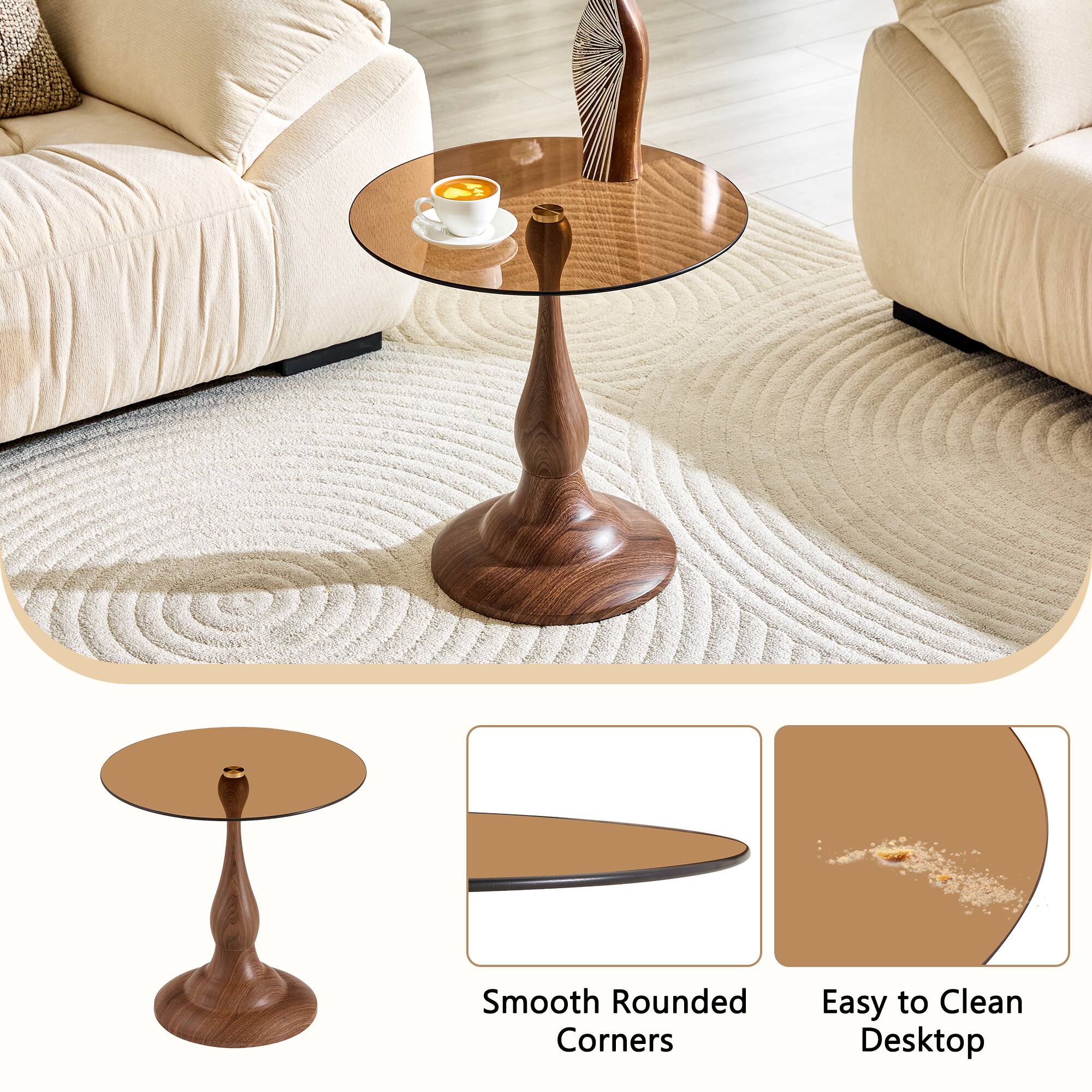Smooth Rounded Corners Easy to Clean Desktop