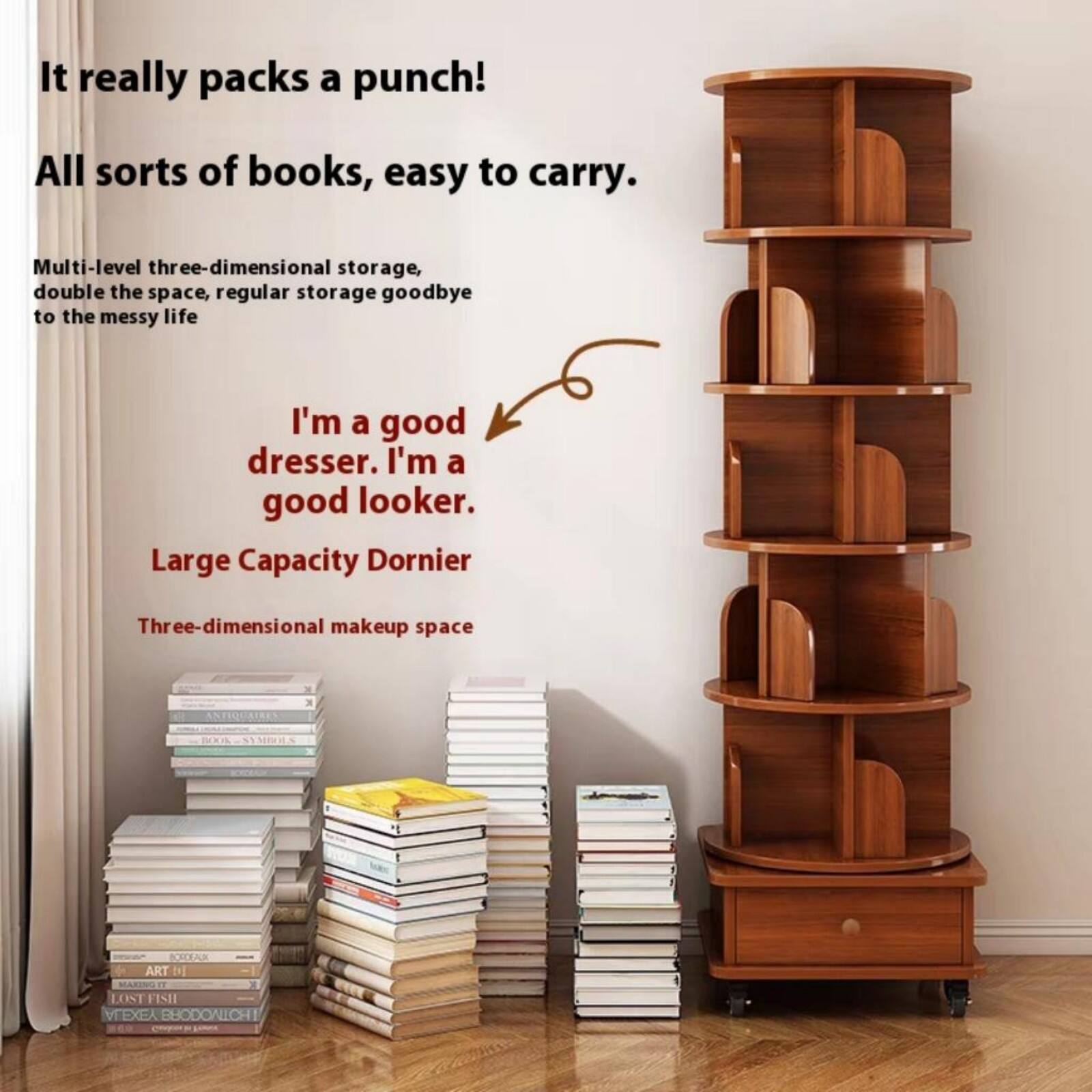 It really packs a punch!  
All sorts of books, easy to carry.  
Multi-level three-dimensional storage, double the space, regular storage goodbye to the messy life.  
I'm a good dresser. I'm a good looker.  
Large Capacity Dornier  
Three-dimensional makeup space.