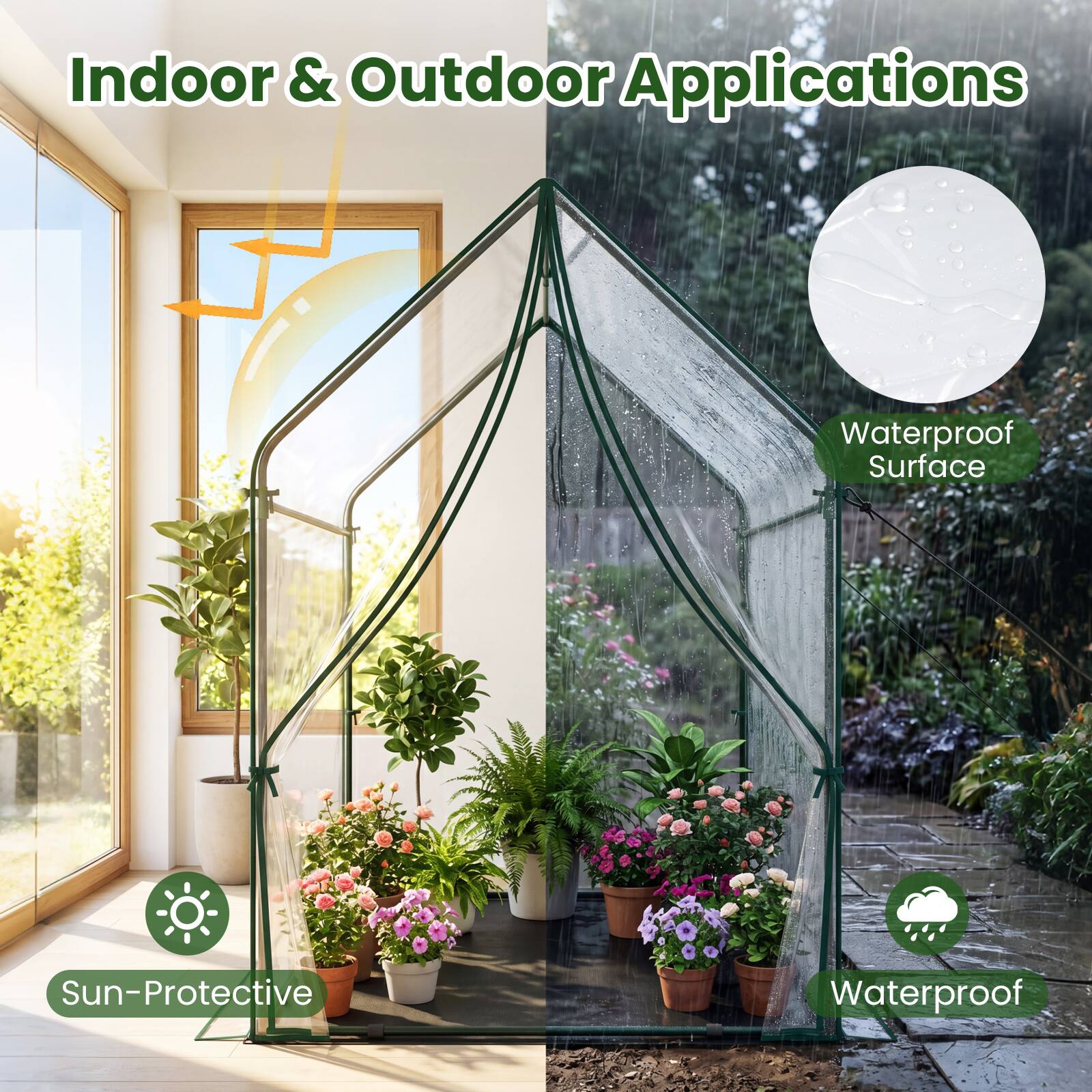 Indoor & Outdoor Applications

- Waterproof Surface
- Sun-Protective
- Waterproof